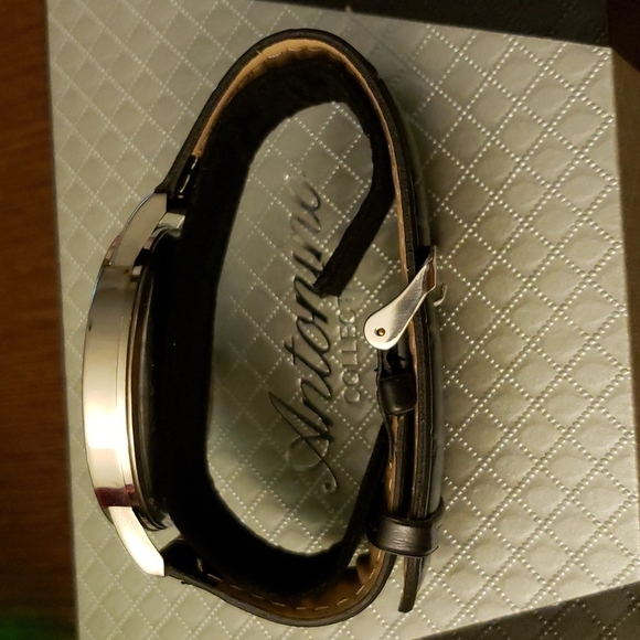 Antonino Colldction His and Hers Silvertone Faced With  Faux Crocodile Band - Picture 4 of 10